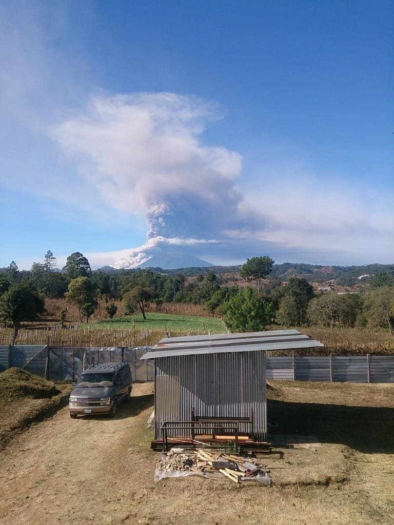 Material storage shed during eruption of Volcano Fuego